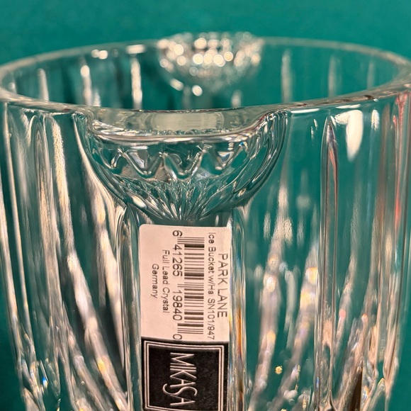 Mikasa Ice Bucket Park Lane Crystal Ice Bucket with Handles Retired 6" Bar Ware - Picture 5 of 12